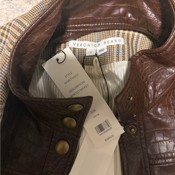 Veronica Beard Beacon Dickey Jacket Blazer Size 8 NWT Plaid Camel Brown Blue - Picture 9 of 10